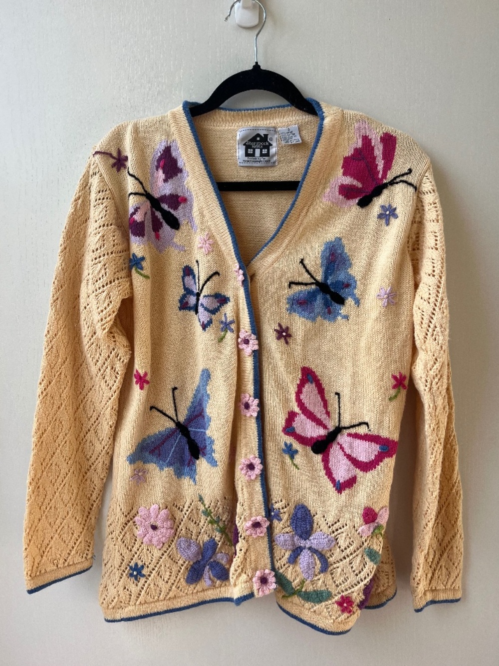 Vintage Storybook Knits Butterfly Cardigan Sweater, size S